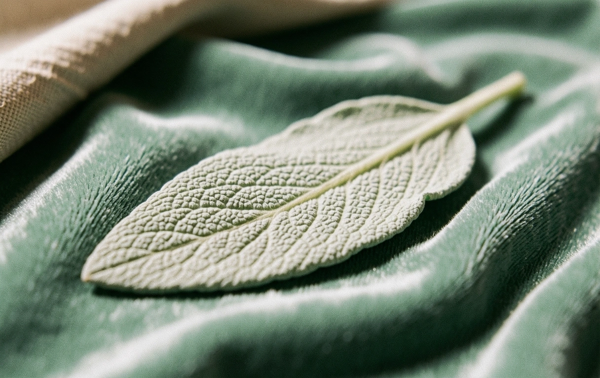 Botanical detail of sage leaf