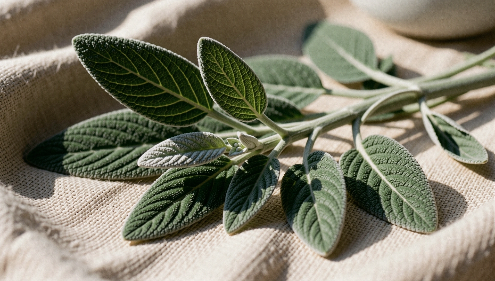 Medicinal sage leaf close-up