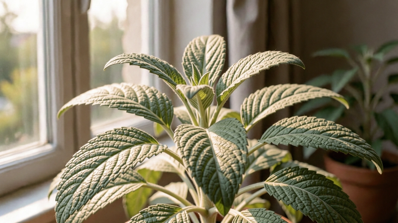 Detailed botanical texture of a sage leaf