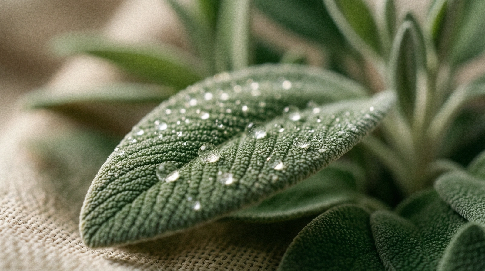 Botanical detail of a sage leaf